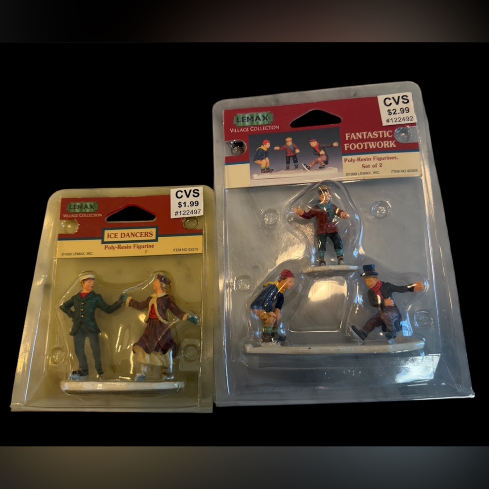 Vintage Lemax 1999 Christmas Village Figurines Ice Dancer and Fantastic Footwork